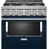 KitchenAid® 36" Ink Blue Smart Commercial-Style Gas Range -Professional Kitchen Appliance Store 4449c3b1 e87c 483b 9916 f26dad677252