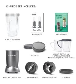Nutribullet 600W 9-Piece Blender Set, Grey -Professional Kitchen Appliance Store 5110601003968 10