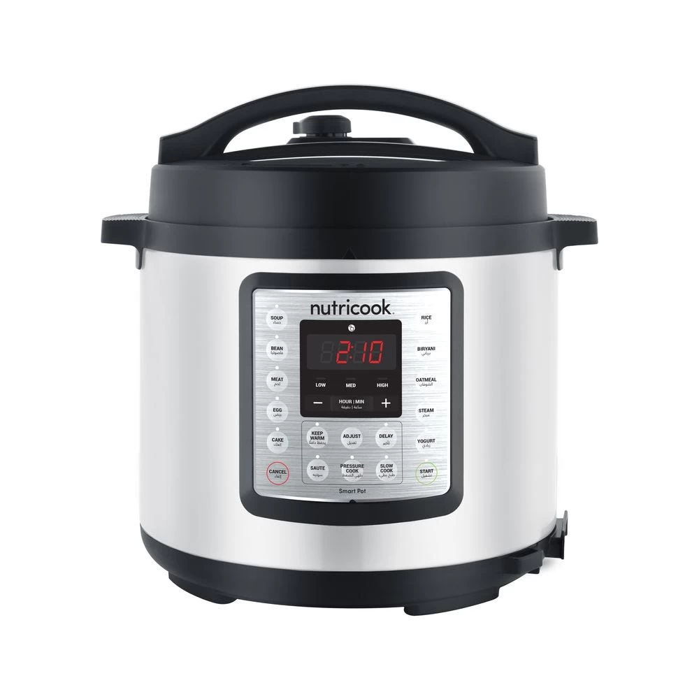 Nutricook 1000W Smart Pot Eko: 9-in-1 Electric Pressure Cooker, Chrome & Black - 6L 10 Nutricook 1000W Smart Pot Eko: 9-in-1 Electric Pressure Cooker, Chrome & Black - 6L - Image 8