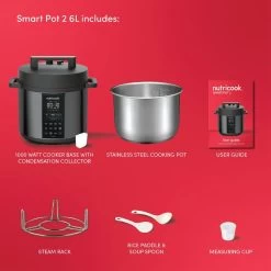 Nutricook Smart Pot 2: 9-in-1 Electric Pressure Cooker, 7-Piece Set, Black - 6L -Professional Kitchen Appliance Store 5110601004064 13