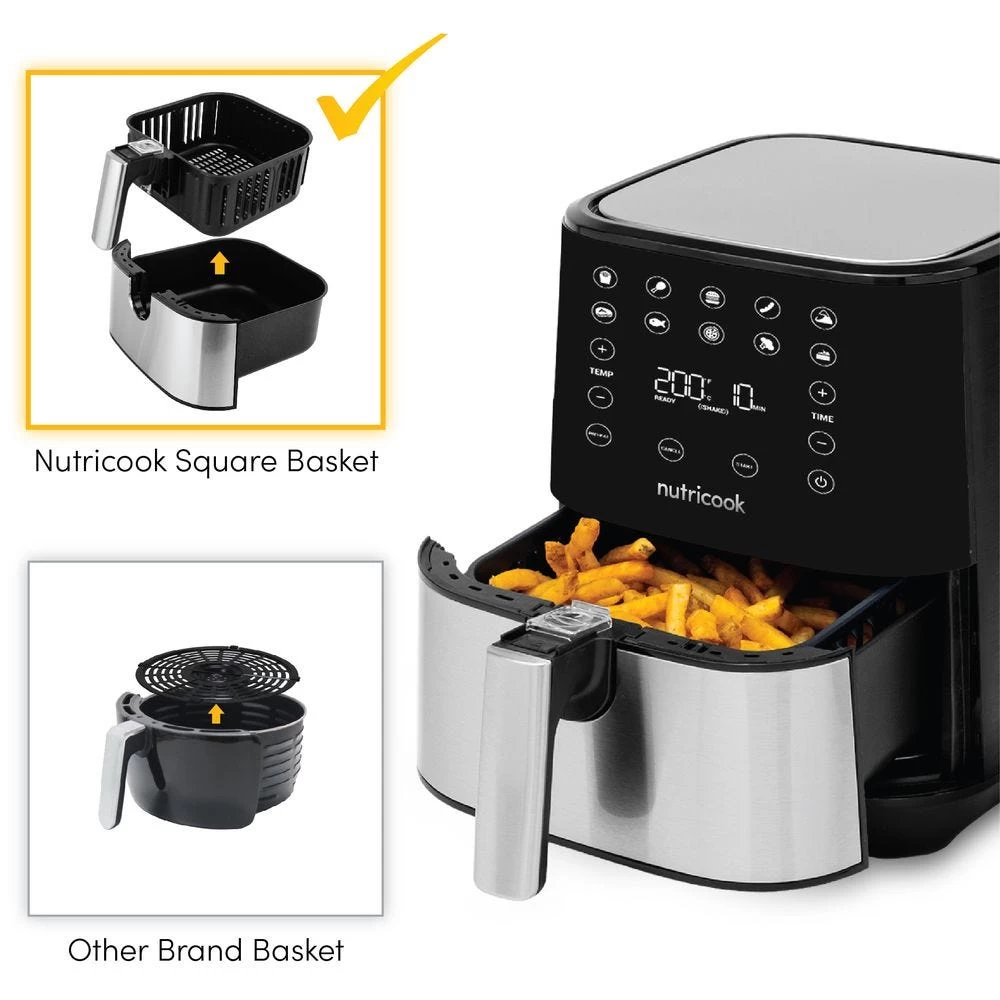 Nutricook 1700W Air Fryer 2, Chrome & Black – 5.5L 5 Nutricook 1700W Air Fryer 2, Chrome & Black – 5.5L - Image 3
