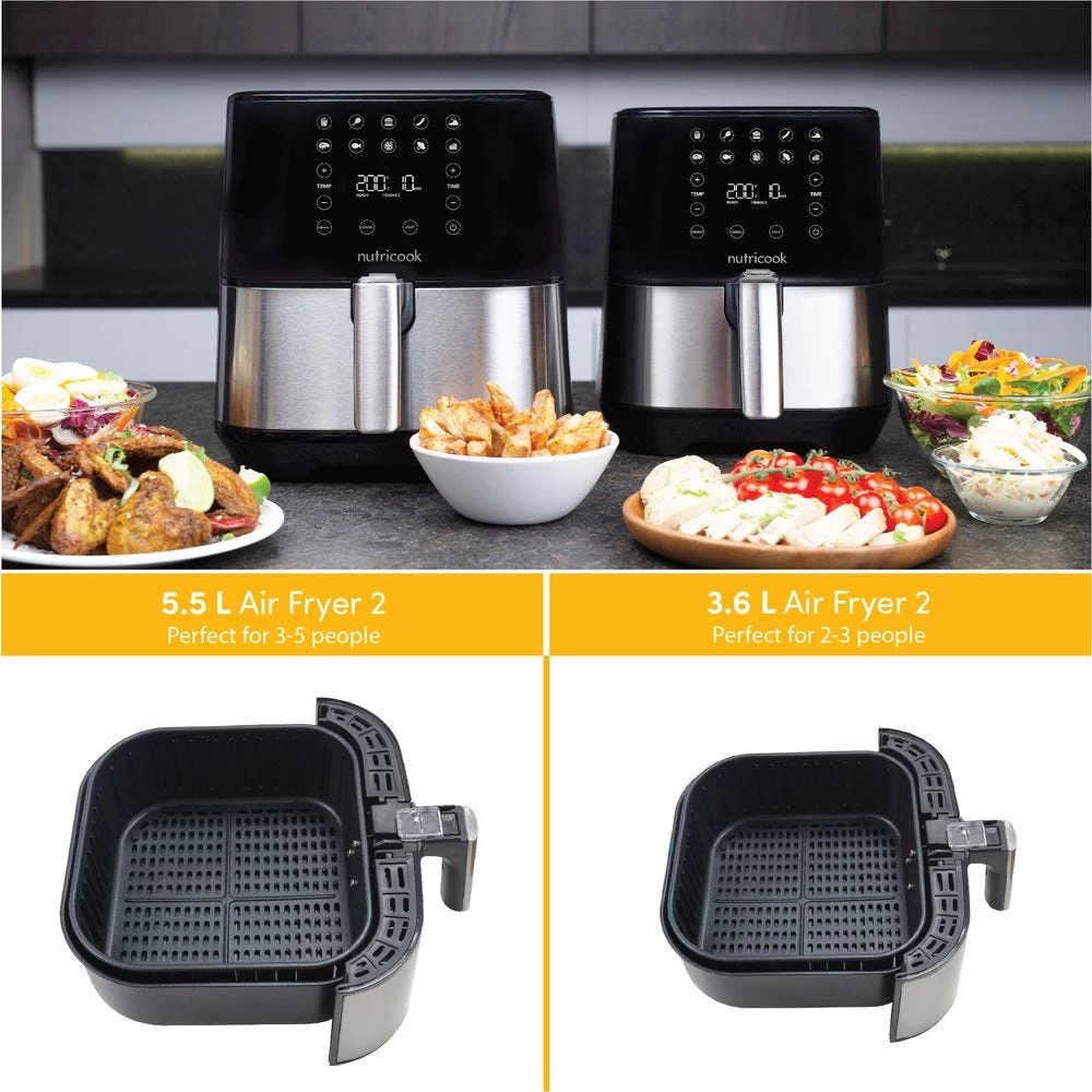 Nutricook 1700W Air Fryer 2, Chrome & Black – 5.5L 7 Nutricook 1700W Air Fryer 2, Chrome & Black – 5.5L - Image 5