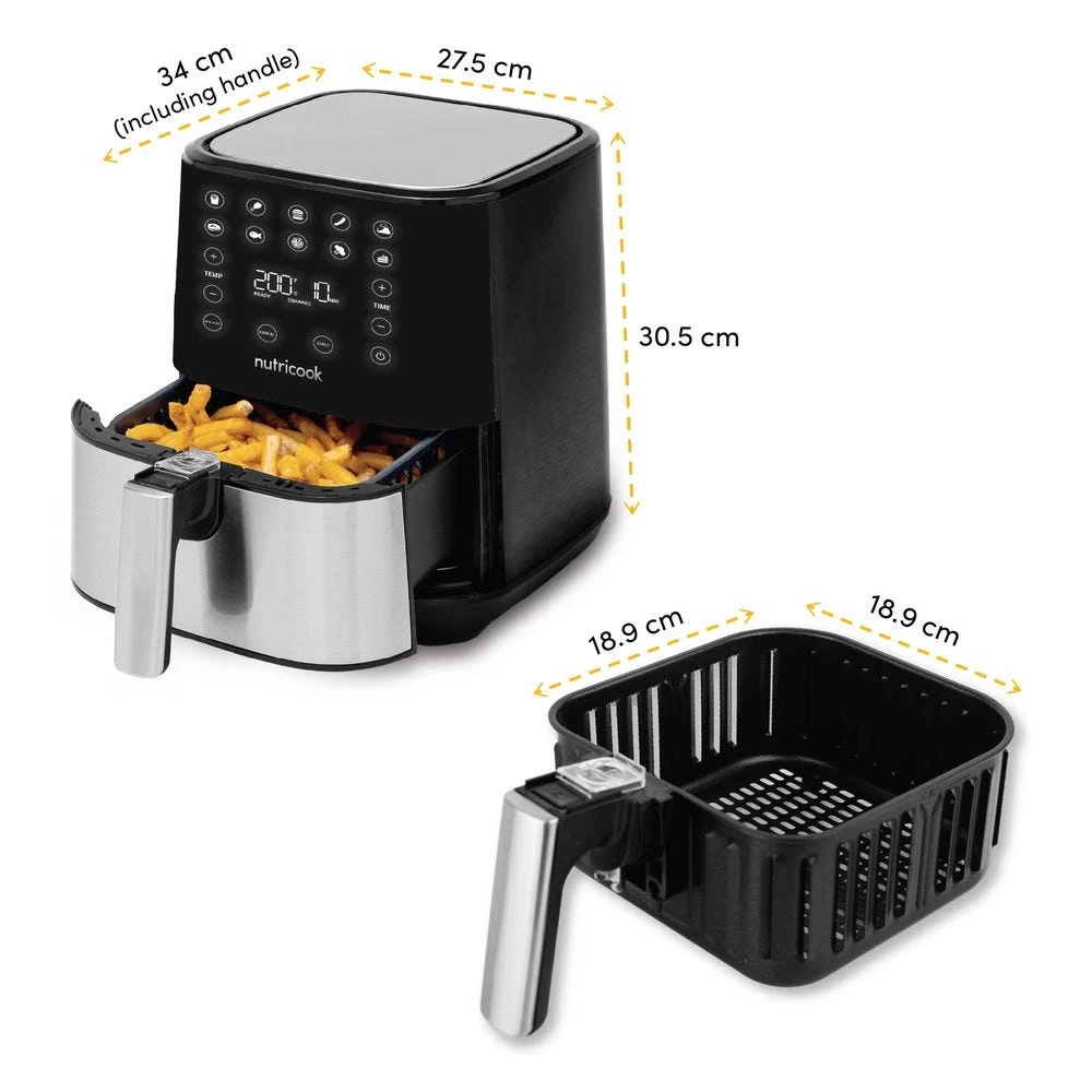 Nutricook 1700W Air Fryer 2, Chrome & Black – 5.5L 10 Nutricook 1700W Air Fryer 2, Chrome & Black – 5.5L - Image 8