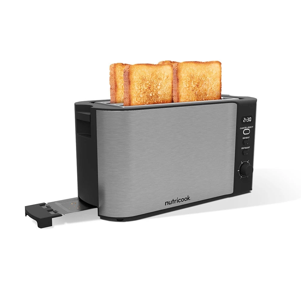 Nutricook 1500W Digital 4-Slice Toaster, Silver & Black 4 Nutricook 1500W Digital 4-Slice Toaster, Silver & Black - Image 2