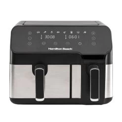 Hamilton Beach Dual Size Air Fryer, Silver & Black - 8.5 L (5.3L+3.2L)