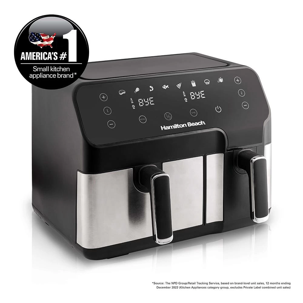 Hamilton Beach Dual Size Air Fryer, Silver & Black - 8.5 L (5.3L+3.2L) 4 Hamilton Beach Dual Size Air Fryer, Silver & Black - 8.5 L (5.3L+3.2L) - Image 2