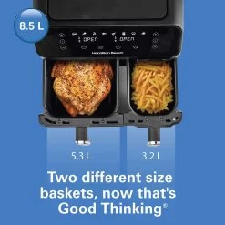 Hamilton Beach Dual Size Air Fryer, Silver & Black - 8.5 L (5.3L+3.2L) 12 Hamilton Beach Dual Size Air Fryer, Silver & Black - 8.5 L (5.3L+3.2L) -Professional Kitchen Appliance Store 5110601005474 3 3