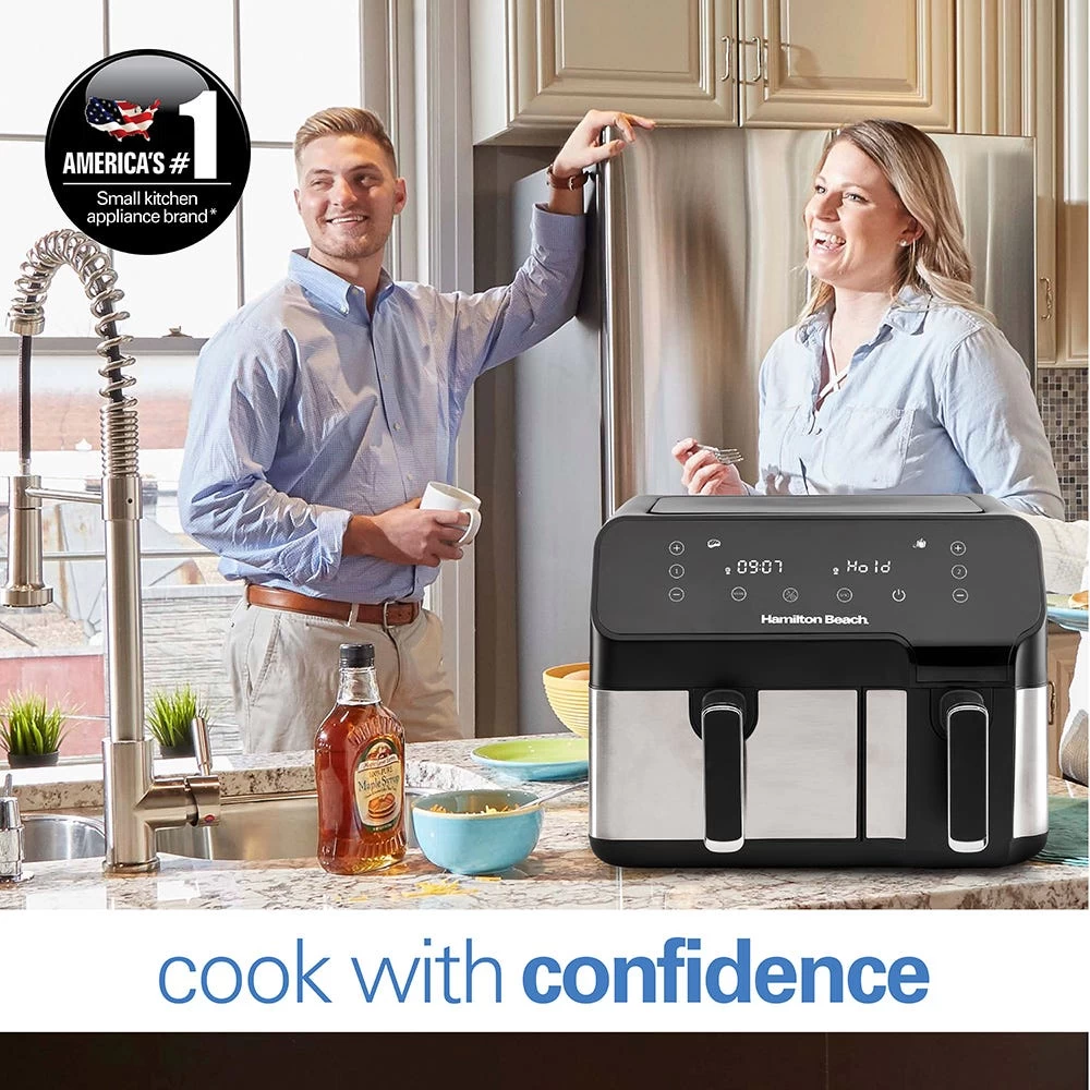 Hamilton Beach Dual Size Air Fryer, Silver & Black - 8.5 L (5.3L+3.2L) 9 Hamilton Beach Dual Size Air Fryer, Silver & Black - 8.5 L (5.3L+3.2L) - Image 7