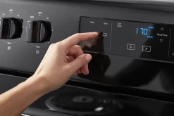 Whirlpool® 30" Black Free Standing Electric Range -Professional Kitchen Appliance Store 6633e99b 3f30 4108 9175 e61b1f3b0453