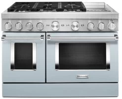 KitchenAid® 48" Misty Blue Commercial-Style Free Standing Dual Fuel Range With Griddle -Professional Kitchen Appliance Store 6beba0d7 f762 4875 b3a9 a8d3ff7e3bc4