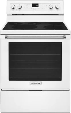 KitchenAid® 30" White Free Standing Electric Convection Range -Professional Kitchen Appliance Store 71aba05c 0546 4799 a70e caabedf142f3