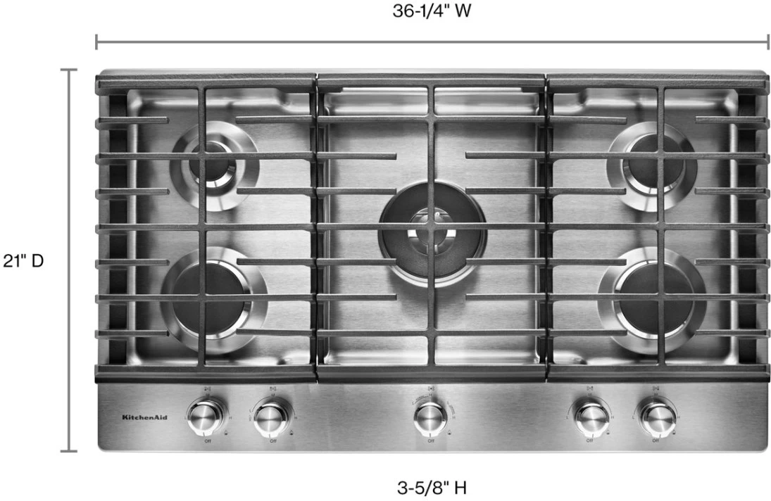 KitchenAid® 36'' Stainless Steel Gas Cooktop 7 KitchenAid® 36'' Stainless Steel Gas Cooktop - Image 5