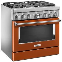 KitchenAid® 36" Scorched Orange Commercial-Style Free Standing Dual Fuel Range -Professional Kitchen Appliance Store 7ece1194 9f72 49b8 9231 437a4e2e6530