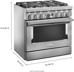 KitchenAid® 36" Stainless Steel Commercial Style Freestanding Dual Fuel Range -Professional Kitchen Appliance Store 9cf4606c d01f 431a 894f a3019d1b25ee