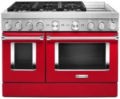 KitchenAid® 48" Passion Red Commercial-Style Free Standing Dual Fuel Range With Griddle -Professional Kitchen Appliance Store ba16fcc3 bead 42e4 8ae9 b153889380f6
