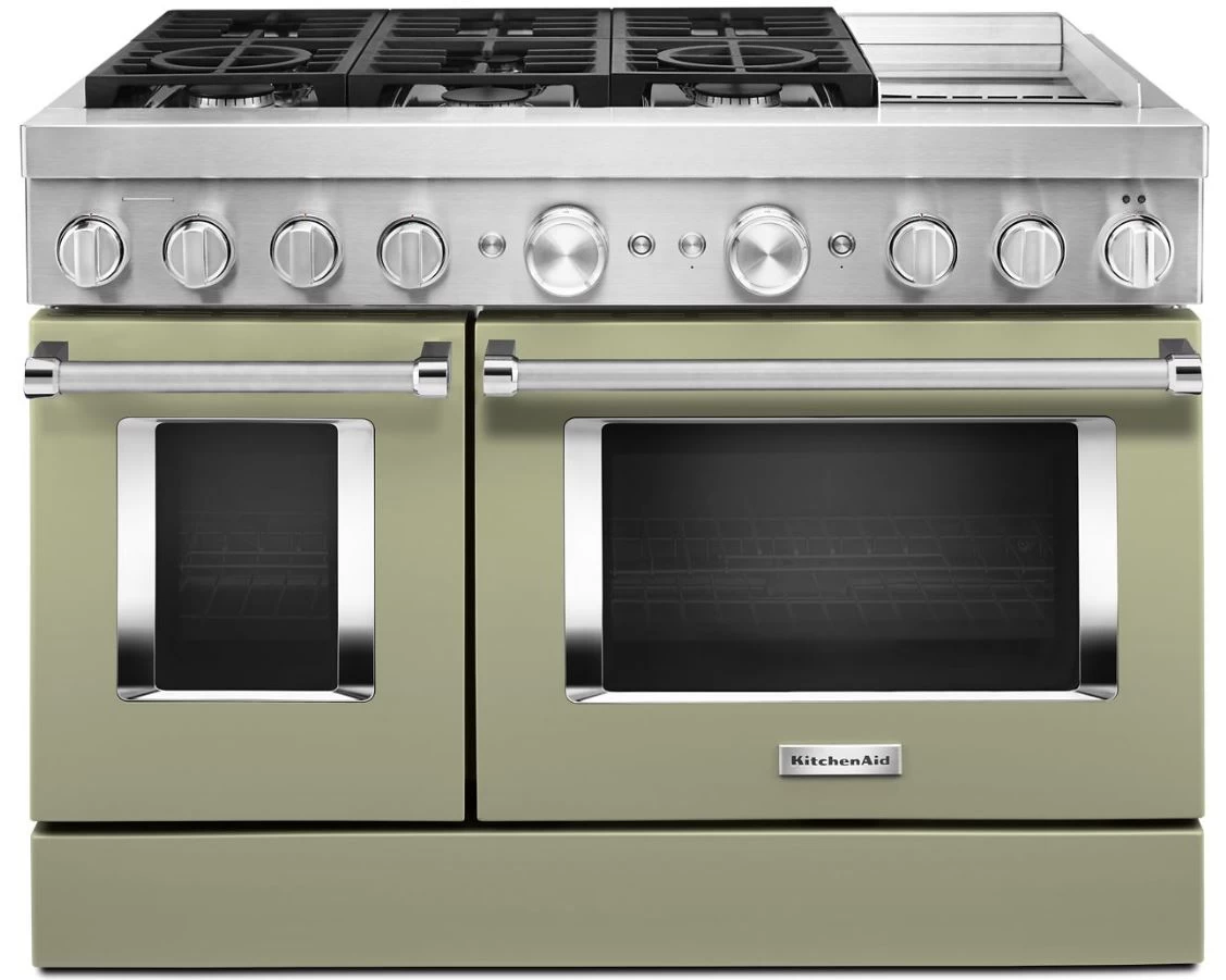 KitchenAid® 48" Avocado Cream Commercial-Style Free Standing Dual Fuel Range With Griddle 5 KitchenAid® 48" Avocado Cream Commercial-Style Free Standing Dual Fuel Range With Griddle - Image 3