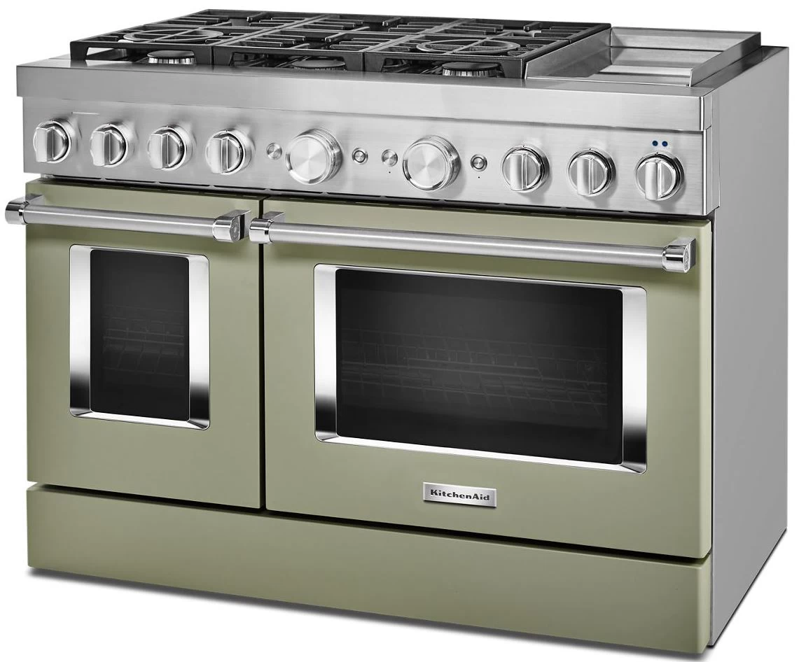 KitchenAid® 48" Avocado Cream Commercial-Style Free Standing Dual Fuel Range With Griddle 6 KitchenAid® 48" Avocado Cream Commercial-Style Free Standing Dual Fuel Range With Griddle - Image 4