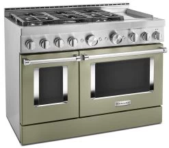 KitchenAid® 48" Avocado Cream Smart Commercial-Style Gas Range With Griddle