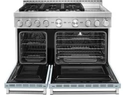 KitchenAid® 48" Misty Blue Smart Commercial-Style Gas Range With Griddle -Professional Kitchen Appliance Store d979fbf7 0355 4e44 8bde dad6b0772053