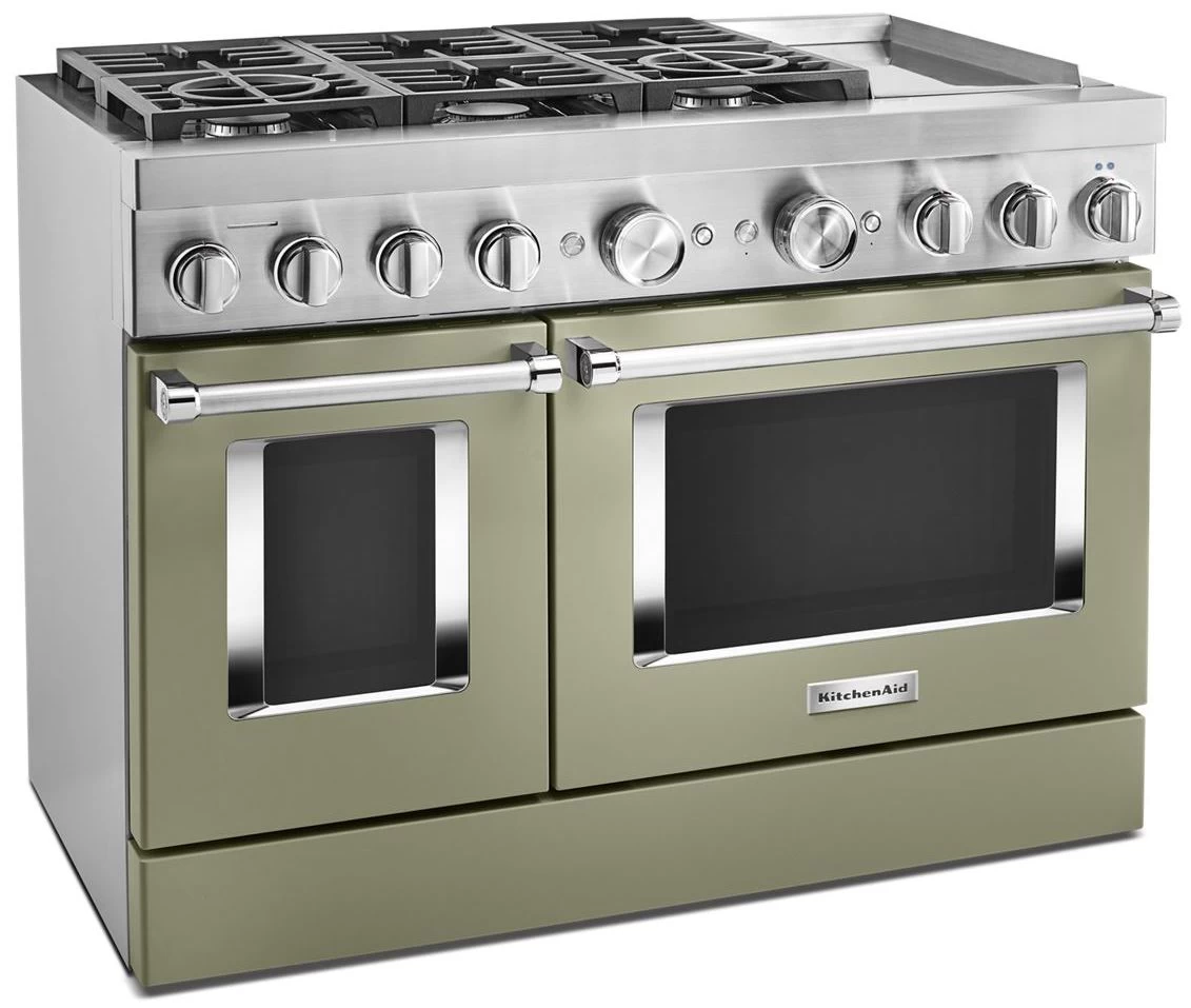 KitchenAid® 48" Avocado Cream Commercial-Style Free Standing Dual Fuel Range With Griddle 3 KitchenAid® 48" Avocado Cream Commercial-Style Free Standing Dual Fuel Range With Griddle