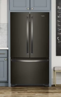 Whirlpool® 25.2 Cu. Ft. Fingerprint Resistant Black Stainless French Door Refrigerator -Professional Kitchen Appliance Store wrf535swhv2