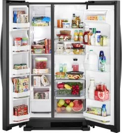 Whirlpool® 21.7 Cu. Ft. Side-By-Side Refrigerator-Black -Professional Kitchen Appliance Store wrs312snhb4